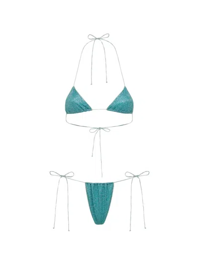 Oseree Lumiere Glitter-effect Bikini In Green