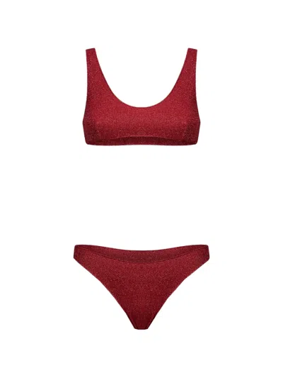 Oseree Lumière Glitter-effect Bikini In Brown