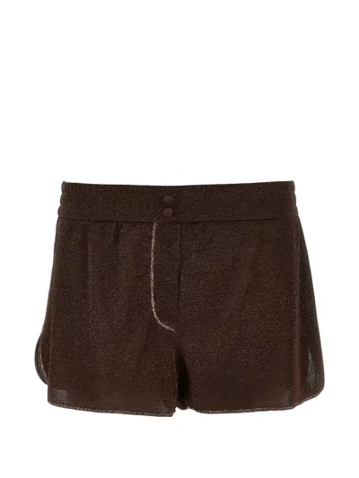 Oseree Lumière Glitter-effect Shorts In Brown