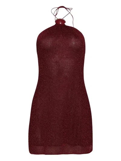 Oseree Lumiere Halterneck Dress In Burgundy