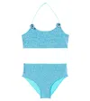 Oseree Oséree Kids Lumière Lamé Bikini In Blau