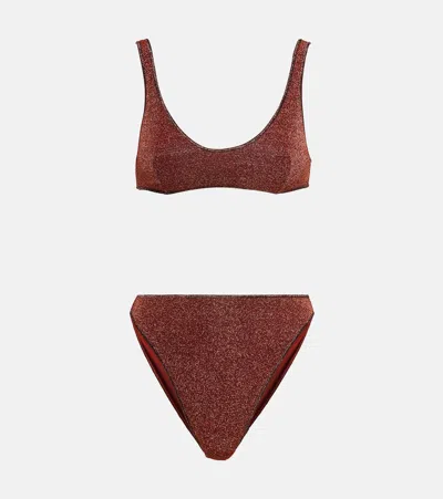 Oseree Lumière Lamé Bikini In Brown