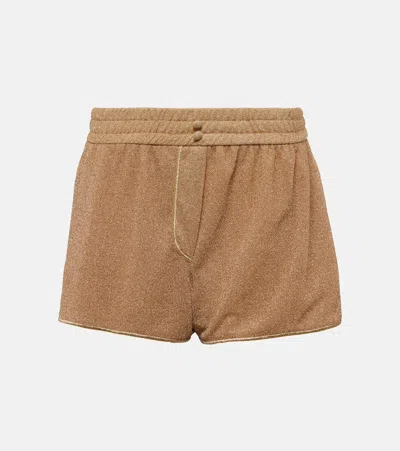 Oseree Oséree Lumière Lamé Shorts In Gold