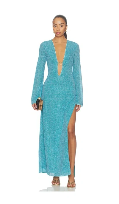 Oseree Lumiere Long Kaftan In Blue