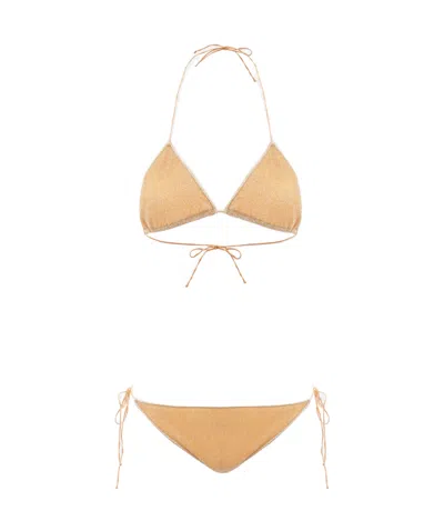 Oseree Lumiere Lurex Bikini In Gold