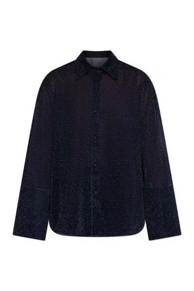 Oseree Oséree Lumiere Lurex Sleeves Shirt Clothing In Navy