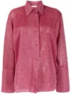 Oseree Lumière Lurex Buttoned Blouse In Red