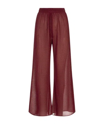 Oseree Lumière Lurex-effect Trousers In Brown