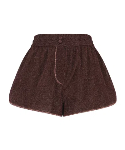 Oseree Oséree Lumière Lurex High Waist Shorts In Burgundy