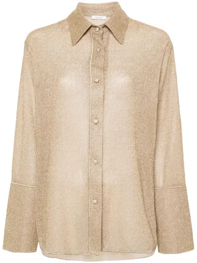 Oseree Oséree Lumiere Lurex Sleeves Shirt In Gold