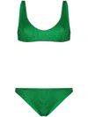 Oseree Oséree Lumiere Lurex Sporty Set In Emerald Green