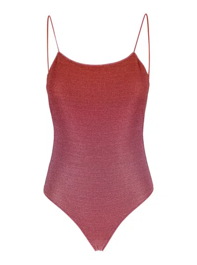 OSEREE 'LUMIÈRE MAILLOT' PINK SWIMSUIT WITH OPEN BACK IN LUREX WOMAN