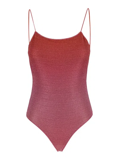 OSEREE LUMIÈRE MAILLOT PINK SWIMSUIT WITH OPEN BACK IN LUREX WOMAN