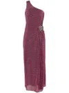 Oseree Lumiere One-shoulder Cut-out Woven Maxi Dress In Purple