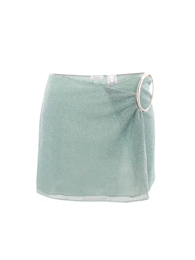 Oseree Lumière Maxi Or Lurex Mini Skirt In Green