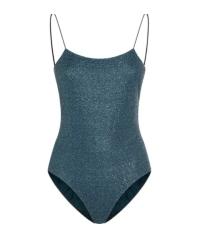 Oseree Lumière Metallic Swimsuit In Blue