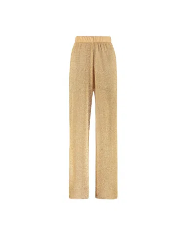 Oseree Lumière Metallic Wide Leg Trousers In Neutral
