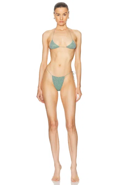 Oseree Lumiere Microkini Triangle Bikini Set In Aqua