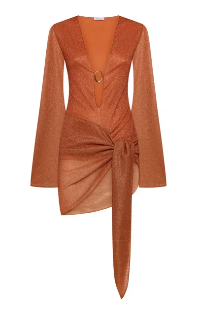 Oseree Lumiere Mini Pareo Dress In Orange