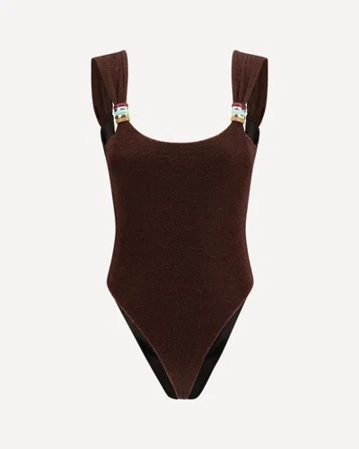 Oseree Lumière Multi Ring Maillot One Piece In Brown