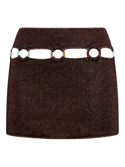 Oseree Lumière Multi-ring Mini Skirt In Brown