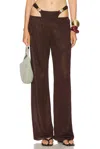 Oseree Lumière Trousers In Semi-transparent Brown Metallic Fabric In Brown