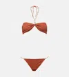 Oseree Lumière O Chain Lamé Bikini In Orange