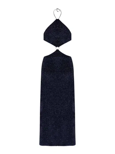 Oseree Oséree Lumière O Gem Diamond Long Dress In Navy