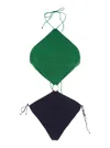 Oseree 'lumiere O Gem' Multicolor Bi-colour Mini Dress With Halterneck And Diamond Design In Green