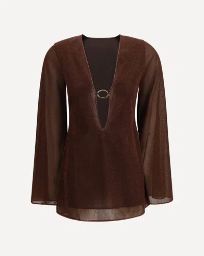 Oseree Lumiere O-kaftan Mini Dress In Brown