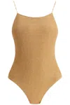 Oseree Golden Lumiere Maillot Swimsuit In Gold