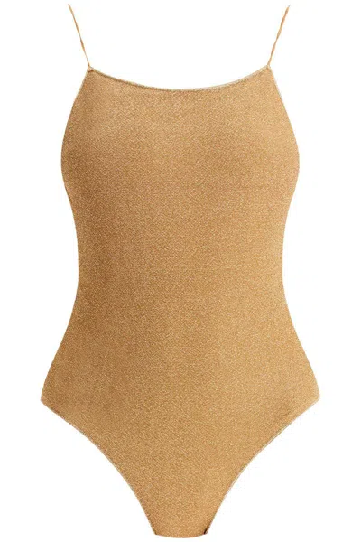 Oseree Gold Metal One-piece Swimsuit In Brown