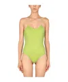 Oseree Lumière Stretch-lurex Swimsuit In Green