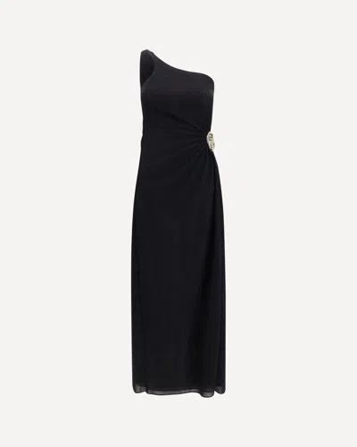 Oseree Lumière One-shoulder Dress With Spiral Detail In Black