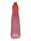 Oseree 'lumiere' Pink Dress With Halterneck And Side Single Slit In Pink