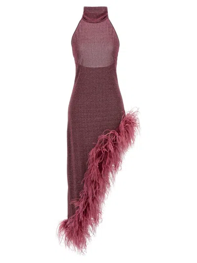 Oseree Lumiere Plumage Turtleneck Dress In Purple