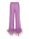 OSEREE 'LUMIÈRE PLUMAGE' VIOLET PANTS WITH FEATHERS AND DRAWSTRING IN POLYAMIDE BLEND WOMAN