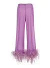 OSEREE LUMIÈRE PLUMAGE VIOLET PANTS WITH FEATHERS AND DRAWSTRING IN POLYAMIDE BLEND WOMAN