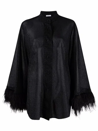 Oseree Oséree Lumiere Plumage Long Shirt Clothing In Black