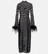 Oseree Oséree Lumière Plumage Midi Dress In Black