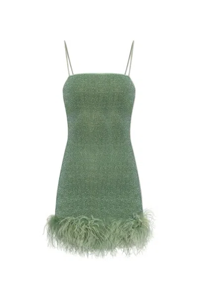 Oseree Oséree Lumiere Plumage Mini Dress In Green