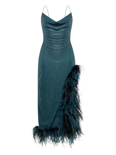 Oseree Lumiere Plumage Night Out Dress In Blue
