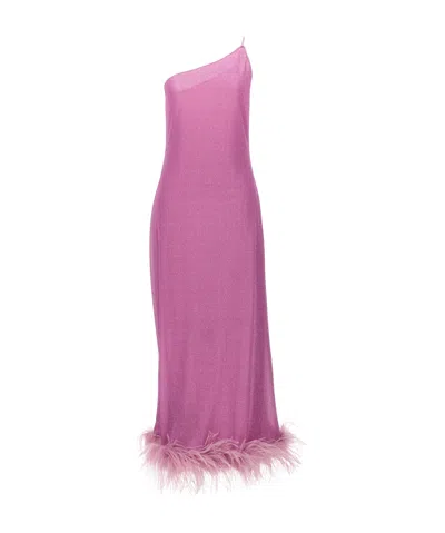 Oseree Oséree Lumière Plumage One-shoulder Maxi Dress In Purple