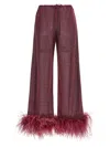Oseree Oséree Lumière Plumage Feather-trimmed Straight Pants In Purple