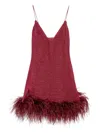 Oseree Oséree Lumière Feather-trimmed Minidress In Red