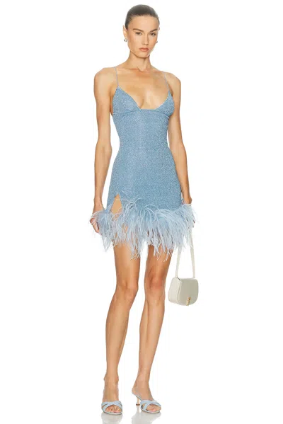 Oseree Lumiere Plumage Short Dress In Blue