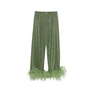 Oseree Lumiere Plumage Straight Trousers In Green