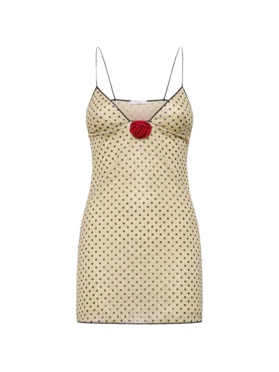 Oseree Lumière Polka-dot Mini Dress In Neutral