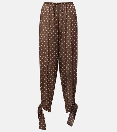 Oseree Oséree Lumière Polka-dot Tapered Pants In Brown