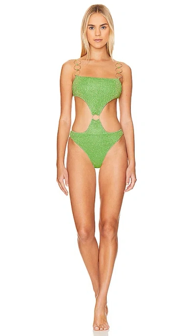 Oseree Lumiére Ring Cut Out Maillot Swimsuit In Lime
